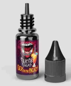 Buy Suicide Squad – Sex on the Beach C-Liquid – Sweet peach cranberry citrus aroma, premium concentrated liquid, bright pinkish‑amber 10ml bottle, bold fruity scent