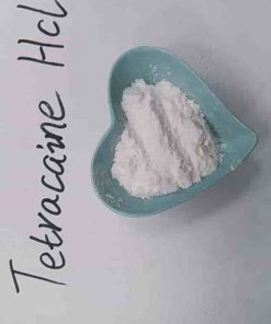 A sealed, pharmaceutical-grade container of high-purity Tetracaine Hydrochloride crystalline powder on a sterile laboratory workstation.